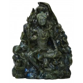 Lord Shiva made in Labradorite Stone - Most Unique statue made of semi precious stone Black Rainbow