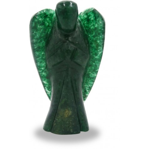 Green Australian Fluorite Angel - Pocket size Semi Precious Stone Angel for Good Luck  