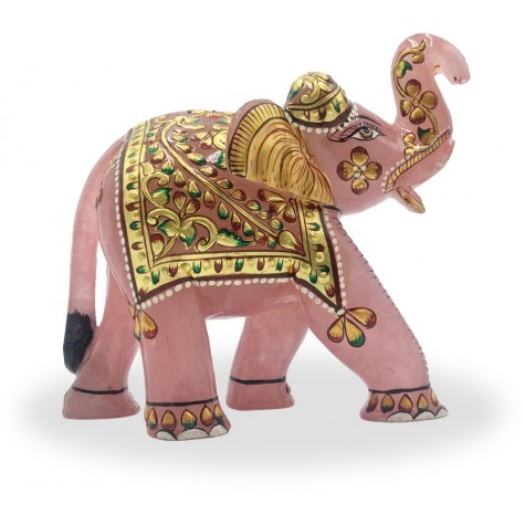 Elephant in Rose Quartz - Semi Precious Stone Elephant - Ideal Gift for Love and Healing