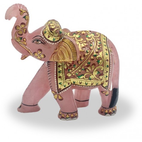 Elephant in Rose Quartz - Semi Precious Stone Elephant - Ideal Gift for Love and Healing