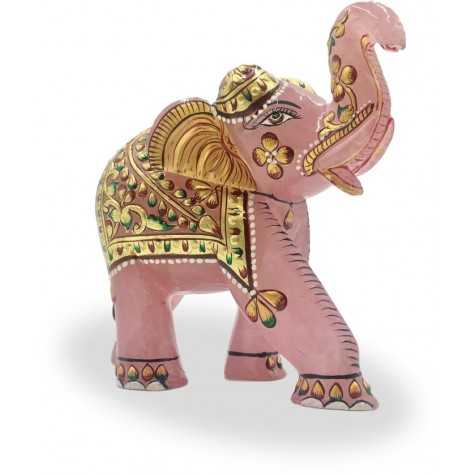 Elephant in Rose Quartz - Semi Precious Stone Elephant - Ideal Gift for Love and Healing