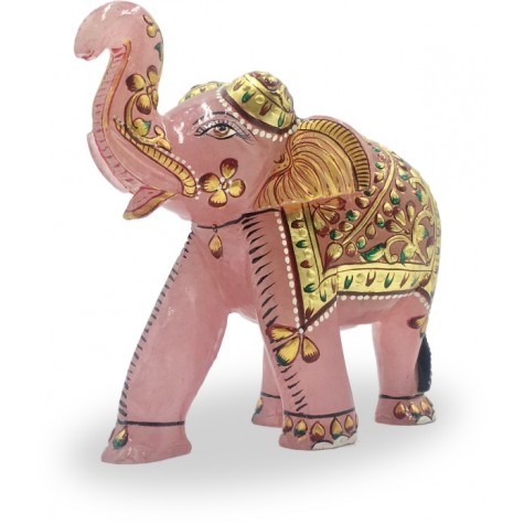 Elephant in Rose Quartz - Semi Precious Stone Elephant - Ideal Gift for Love and Healing