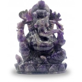 Lord Ganesha in Amethyst Stone - Handmade Elephant God made in semi precious stone