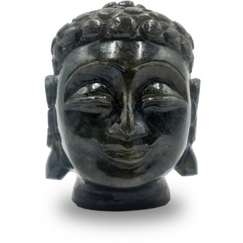 Buddha Head Figurine in Black Rainbow Stone also called Labradorite Stone - Home Decor for Peace and Healing Semi Precious Stone Buddha Head Figurine in Black Rainbow Stone also called Labradorite Stone - Home Decor for Peace and Healing Semi Precious Stone