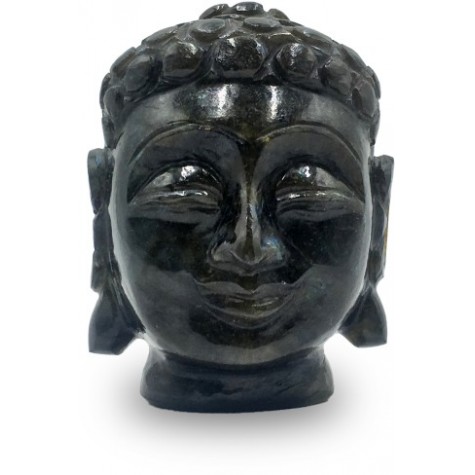 Buddha Head Figurine in Black Rainbow Stone also called Labradorite Stone - Home Decor for Peace and Healing Semi Precious Stone Buddha Head Figurine in Black Rainbow Stone also called Labradorite Stone - Home Decor for Peace and Healing Semi Precious Stone