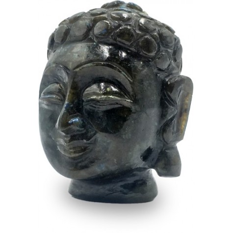 Buddha Head Figurine in Black Rainbow Stone also called Labradorite Stone - Home Decor for Peace and Healing Semi Precious Stone Buddha Head Figurine in Black Rainbow Stone also called Labradorite Stone - Home Decor for Peace and Healing Semi Precious Stone