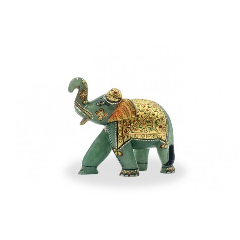 Elephant in Jadestone with Gold Foil - Semi Precious Jadestone Elephant hand sculpted Gift item Handicraft