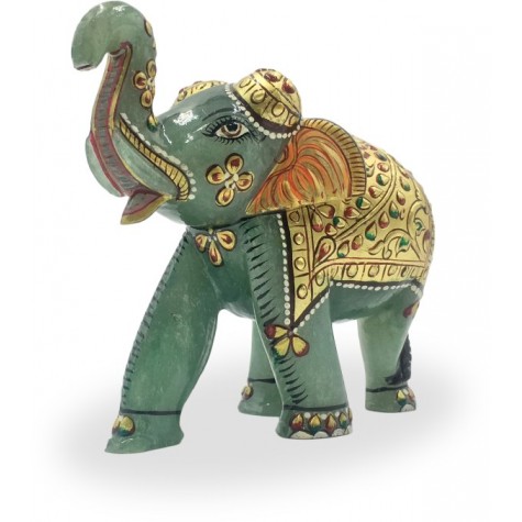 Elephant in Jadestone with Gold Foil - Semi Precious Jadestone Elephant hand sculpted Gift item Handicraft