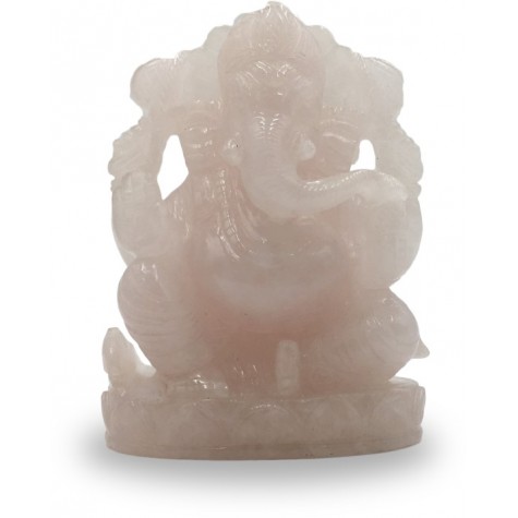 Ganesha Statue in Rose Quartz - Semi Precious Rose Quartz Ganesh Idol