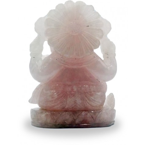 Ganesha Statue in Rose Quartz - Semi Precious Rose Quartz Ganesh Idol