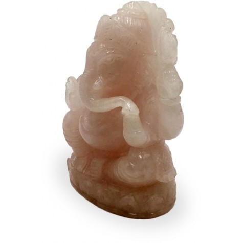 Ganesha Statue in Rose Quartz - Semi Precious Rose Quartz Ganesh Idol