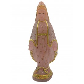 Mother Mary figurine 13 inches - Rose Quartz carving of Virgin Mary statue
