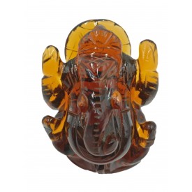 Citrine stone Ganesha 3 inch - Elephant God Ganpati brilliantly hand carved out of crystal stone - Ganesh idols and gift