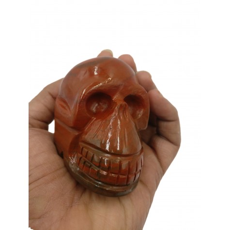 Crystal Skull - Red Jasper hand carved gemstone skull 3 inches - healing stones and crystals