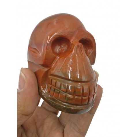 Crystal Skull - Red Jasper hand carved gemstone skull 3 inches - healing stones and crystals