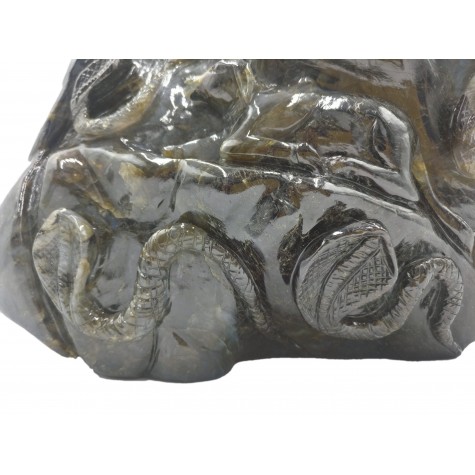 Shiva Statue in Labradorite Stone - Rare Unique Sculpture in Black Rainbow Stone - 11 kilos