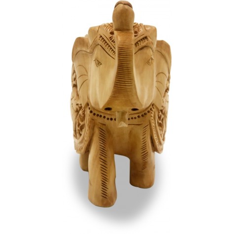 Elephant with Carving of Hunt made in wood