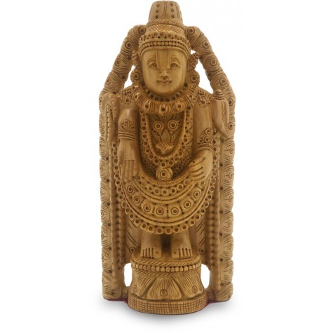 Tirupati Balaji Statue Carved in Wood - Wooden Idol of Lord Venkateswara