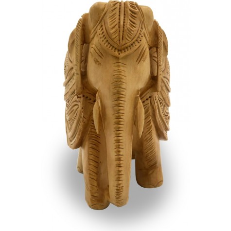 Elephant made in wood with beautiful carving - Indian Handicraft in wood