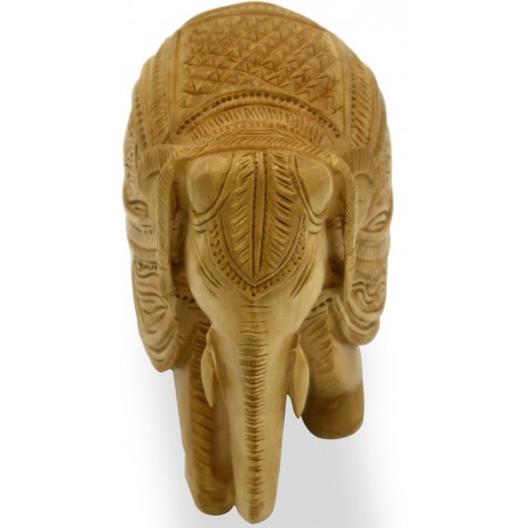 Elephant made in wood with beautiful carving - Indian Handicraft in wood