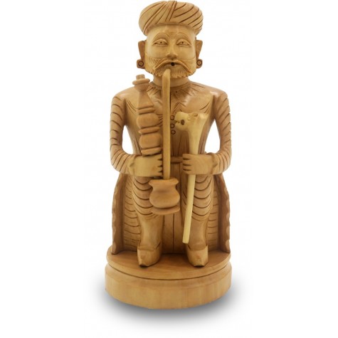 Tribal Man with Hookah made in Wood - Cultural Figure of Tribal Man in Wood