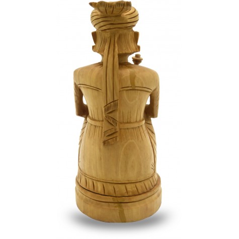 Tribal Man with Hookah made in Wood - Cultural Figure of Tribal Man in Wood