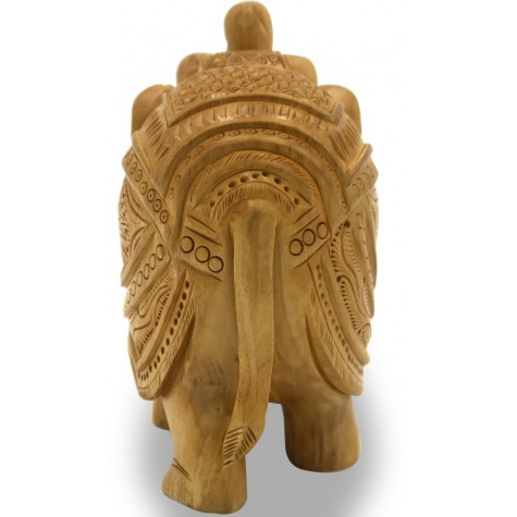 Elephant in Wood with Trunk Up - Indian Handicraft in wood