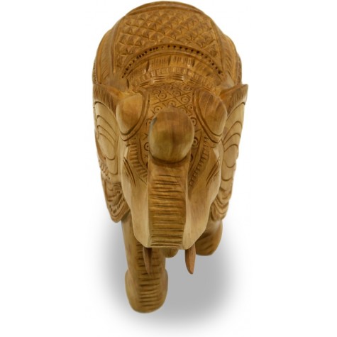 Elephant in Wood with Trunk Up - Indian Handicraft in wood