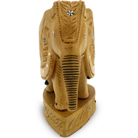 Elephant Indian Handicraft in Wood with Design Carved - Gift an Elephant