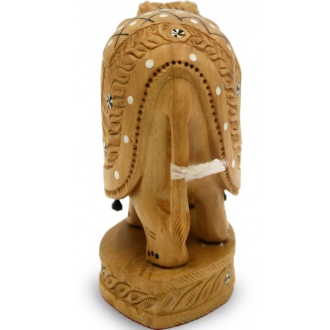 Elephant Indian Handicraft in Wood with Design Carved - Gift an Elephant