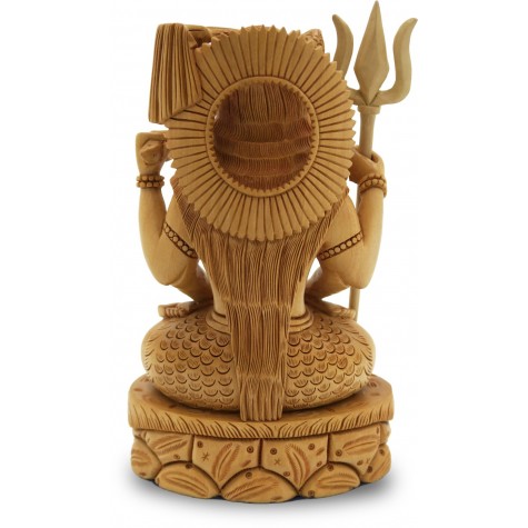 Lord Shiva Sitting in Penance Handmade in Wood - Shiva Statue in Wood Indian Handicraft