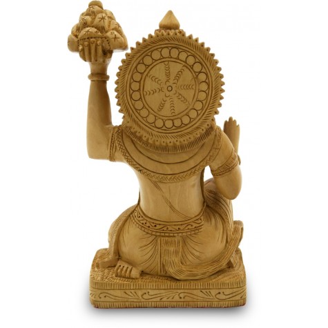 Hanuman Idol carved in wood - Monkey God Statue Indian Handicraft in Wood