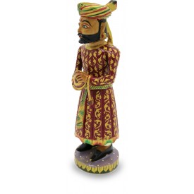 Rajasthani Musical Man Figurine in Wood - India Handicrafts in Wood