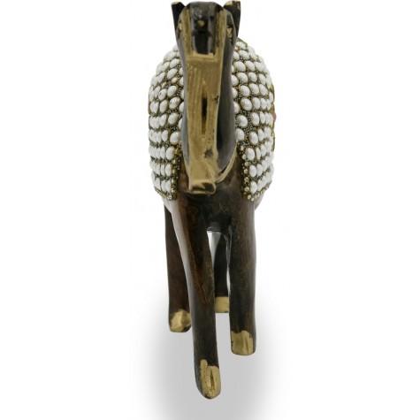 Camel Handmade in Wood with Stone Work - Animal Figurines in Wood