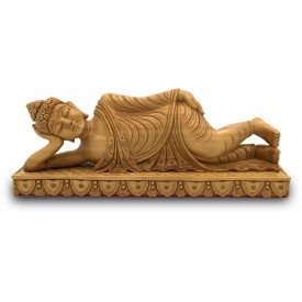 Parinirvana Buddha Statue Specially Carved in Wood - Handicrafts from India