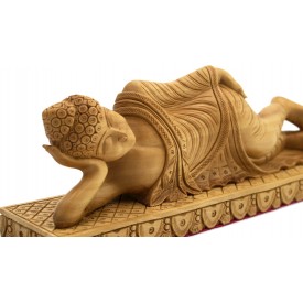 Parinirvana Buddha Statue Specially Carved in Wood - Handicrafts from India
