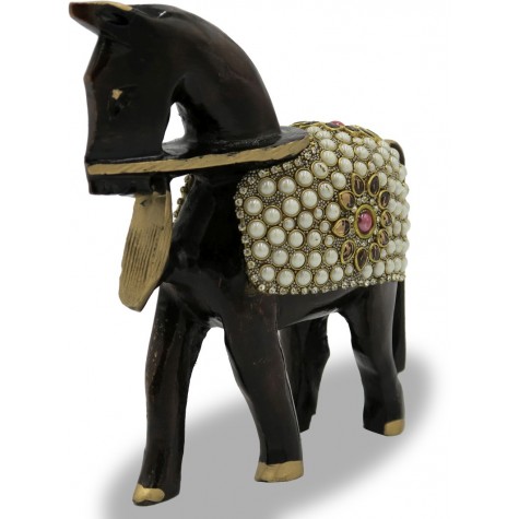 Horse with Small Stone Work handmade with Wood