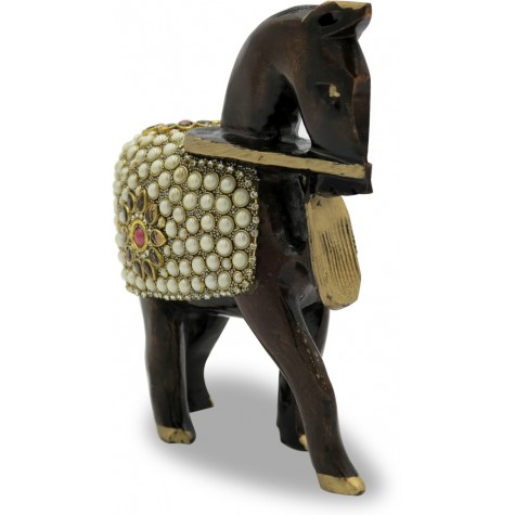 Horse with Small Stone Work handmade with Wood