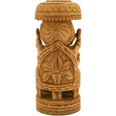 Ganesha with Umbrella Carved in Wood - Handicraft in Wood