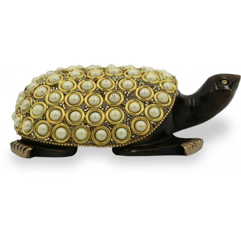 Tortoise with Stone Work in Wood - Handicraft from India