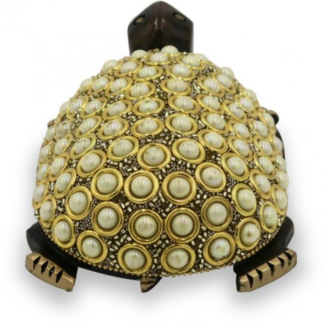 Tortoise with Stone Work in Wood - Handicraft from India
