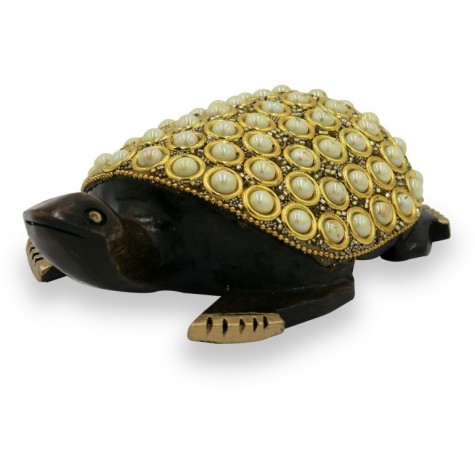 Tortoise with Stone Work in Wood - Handicraft from India