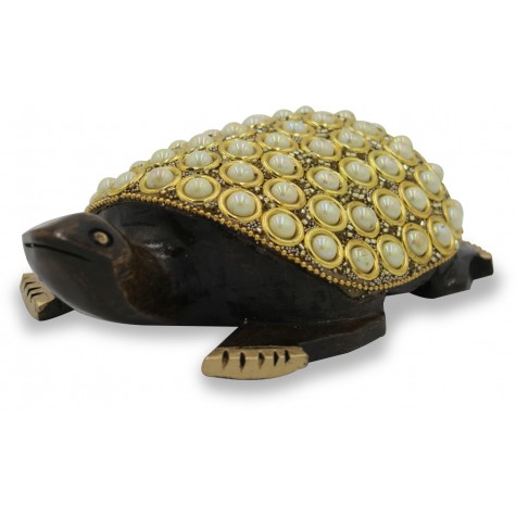 Tortoise with Stone Work in Wood - Handicraft from India