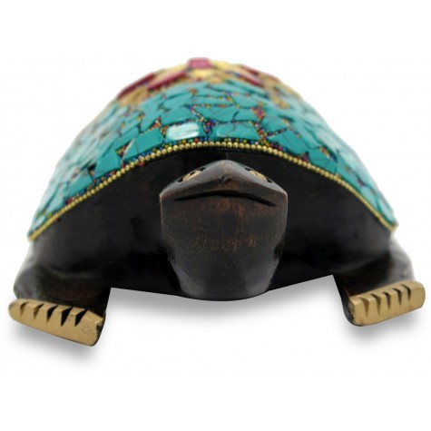 Tortoise with Nepali Work Handmade in Wood - Home Decor Gift