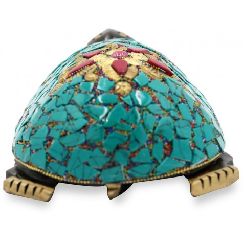 Tortoise with Nepali Work Handmade in Wood - Home Decor Gift