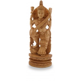 Saraswati Devi Handmade in Wood - Indian Religious Statues