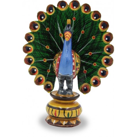 Peacock Dancing with open feathers in Wood - Indian Peacock Handicraft Gift Home Decor
