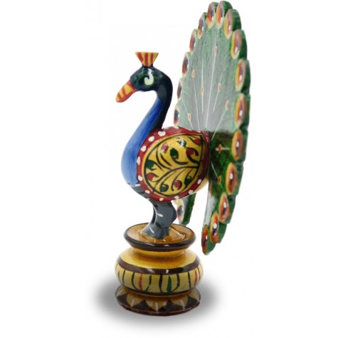 Peacock Dancing with open feathers in Wood - Indian Peacock Handicraft Gift Home Decor