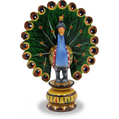Peacock Dancing with open feathers in Wood - Indian Peacock Handicraft Gift Home Decor
