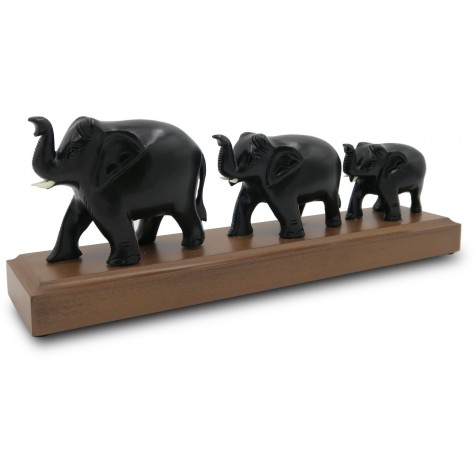 3 Elephants in line made in Wood - Indian Handmade Wooden Elephants Home Decor Gift